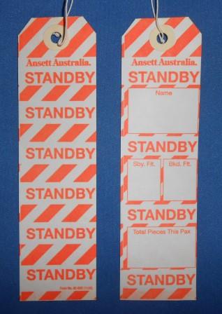 (image for) Ansett Australia. STANDBY BAGGAGE TAG - Click Image to Close