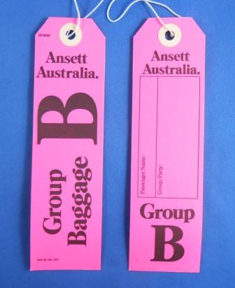 (image for) Ansett Australia. GROUP B BAGGAGE TAG