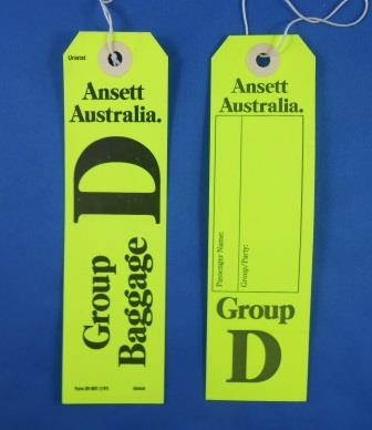 (image for) Ansett Australia. GROUP D BAGGAGE TAG