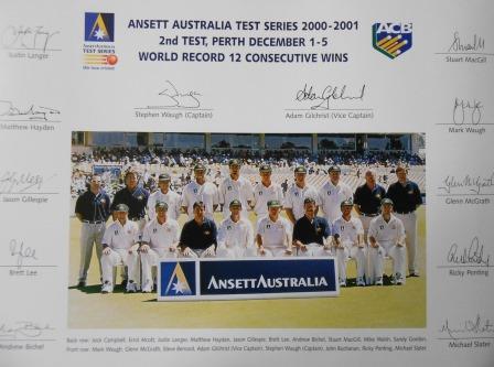 (image for) 2000-2001 PERTH TEST TEAM PHOTO COLOURED PRINT