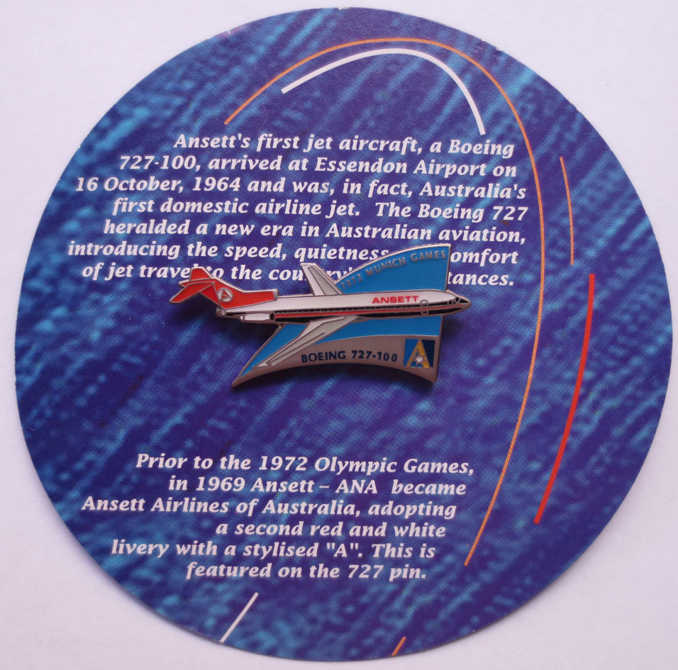 OLYMPIC HISTORICAL AIRCRAFT PIN - BOEING 727-100