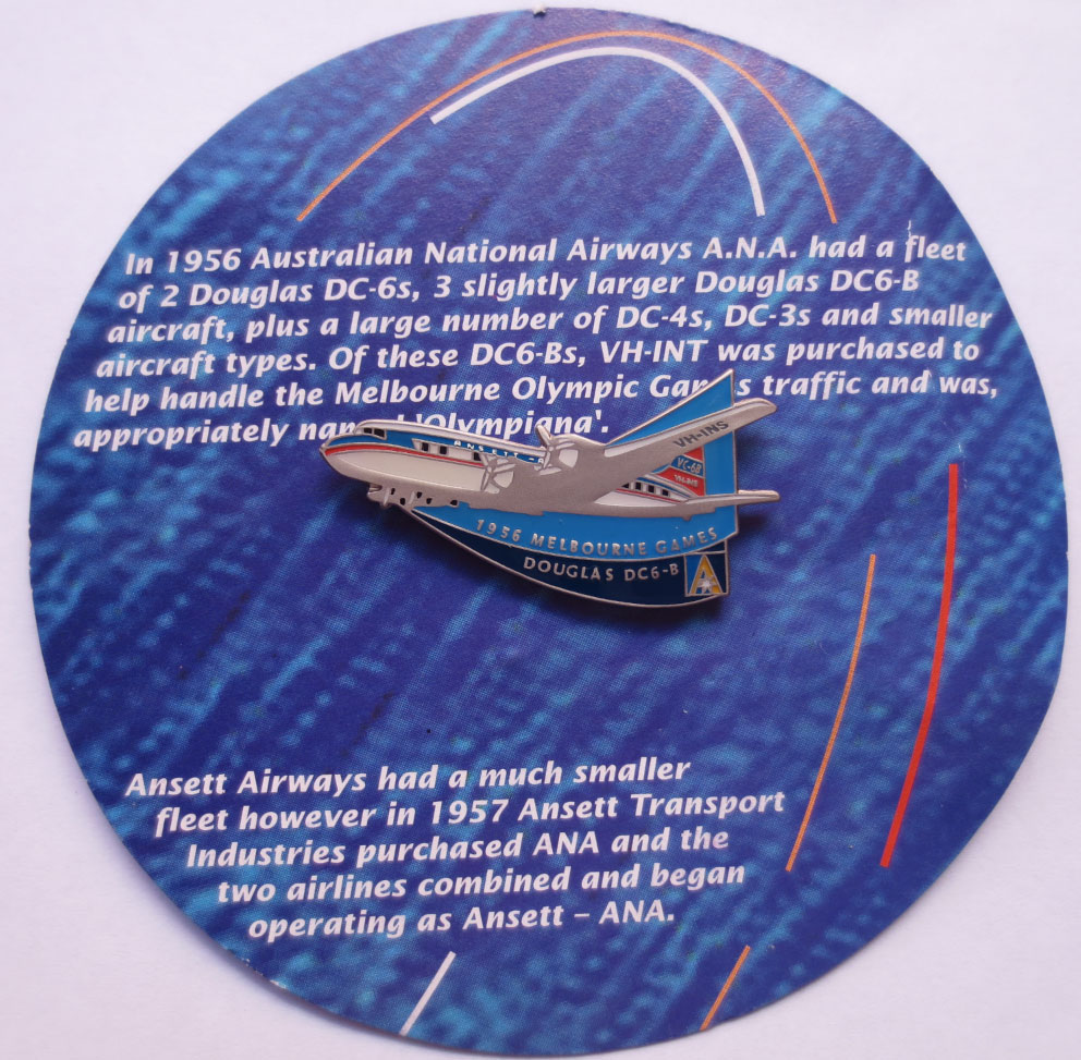OLYMPIC HISTORICAL AIRCRAFT PIN - DOUGLAS DC6-8 (image for) OLYMPIC HISTORICAL AIRCRAFT PIN - DOUGLAS DC6-8