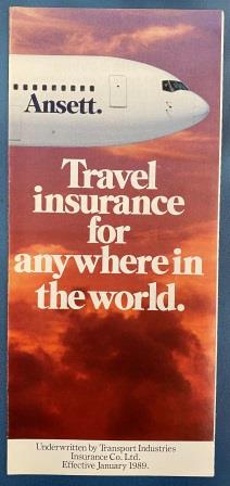 BROCHURE: "Ansett. Travel Insurance" (image for) BROCHURE: "Ansett. Travel Insurance"