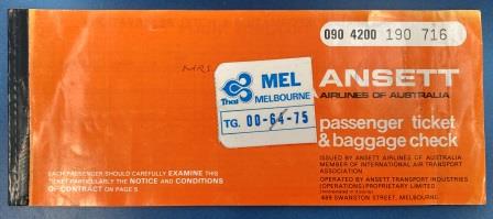 (image for) AVAILED TICKET: "Ansett Airlines Of Australia - 1980"