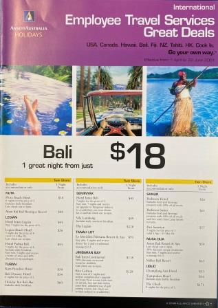 (image for) STAFF HOLIDAYS BROCHURE: "International - Employee Travel Services Great Deals"