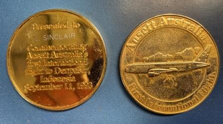 (image for) INAUGURAL MEDALLION: "First Int'l Flight to Denpasar"
