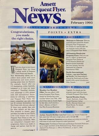 ANSETT FREQUENT FLYER: "News - February 1993" (image for) ANSETT FREQUENT FLYER: "News - February 1993"