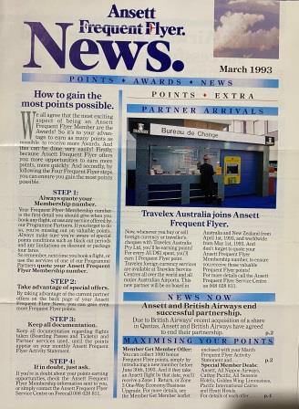 ANSETT FREQUENT FLYER: "News - March 1993" (image for) ANSETT FREQUENT FLYER: "News - March 1993"