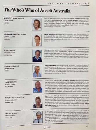 (image for) THE WHO'S WHO OF Ansett Australia.: "July 1992"