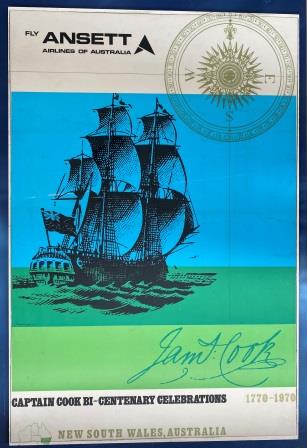 (image for) LAMINATED / BLOCKMOUNTED POSTER: "Captain Cook Bi-Centenary 1770-1970"