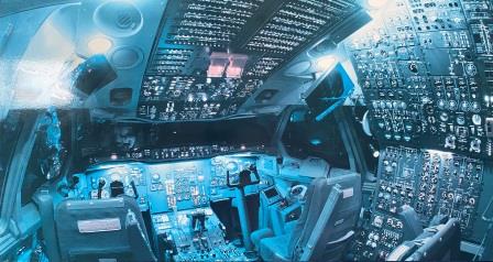 (image for) POSTER: "Airbus A300 Cockpit Poster - "Laminated / Blockmounted"