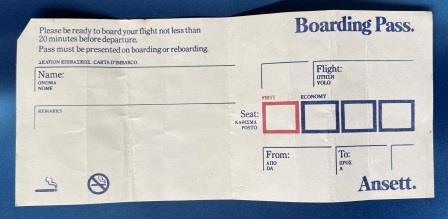 (image for) BOARDING PASS: "Ansett."