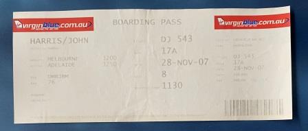 (image for) BOARDING PASS: "28 November 2007"