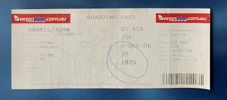 (image for) BOARDING PASS: "6 December 2006"