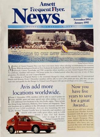(image for) ANSETT FREQUENT FLYER: "News - November 1994-January 1995"