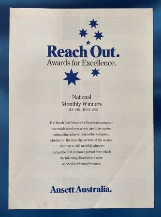 (image for) REACH OUT: "Awards for Excellence - Monthly Winners 1991- 1992"