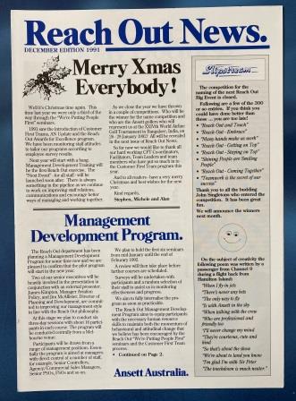 (image for) REACH OUT: "News Brochure - December 1991"