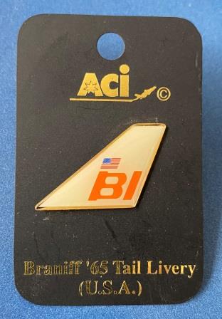 TAIL LAPEL BADGE: "Braniff '65 Tail" (image for) TAIL LAPEL BADGE: "Braniff '65 Tail"