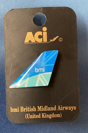 TAIL LAPEL BADGE: "bmi British Midland Airways" (image for) TAIL LAPEL BADGE: "bmi British Midland Airways"