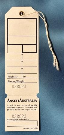 (image for) ANSETT AUSTRALIA DESTINATION BAGGAGE TAG: "Generic"