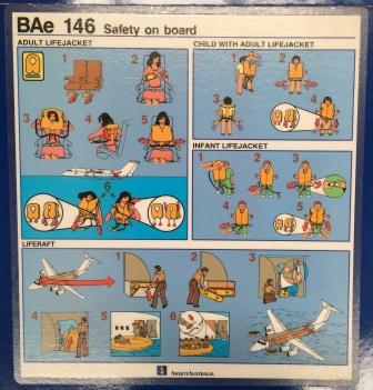 ANSETT AUSTRALIA SAFETY CARD - BAe 146