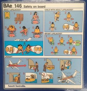 Ansett Australia. SAFETY CARD BAe 146