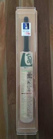 (image for) ANSETT AUSTRALIA TEST SERIES AUS V WI SIGNED CRICKET BAT - Click Image to Close