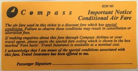 (image for) IMPORTANT NOTICE CONDITIONAL AIR FARE STICKER