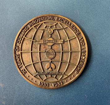 (image for) COLLINS - ROCKWELL INTERNATIONAL "Brass Drink Coaster"