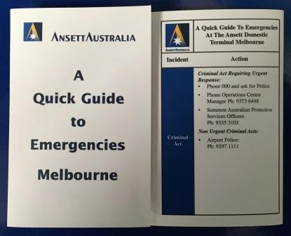A Quick Guide To Emergencies -Ansett Domestic Terminal Melbourne (image for) A Quick Guide To Emergencies -Ansett Domestic Terminal Melbourne