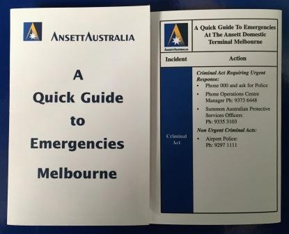 (image for) A Quick Guide To Emergencies -Ansett Domestic Terminal Melbourne - Click Image to Close