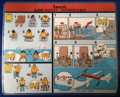 Ansett. SAFETY CARD - A320