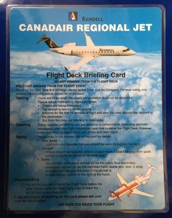 (image for) KENDELL CRJ FLIGHT DECK BRIEFING CARD