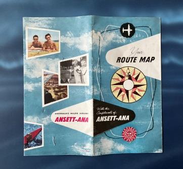 ROUTE MAP / FLIGHT SOUVENIR: "Ansett-ANA" (image for) ROUTE MAP / FLIGHT SOUVENIR: "Ansett-ANA"