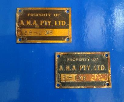 VINTAGE BRASS PROPERTY TAGS: A.N.A> (image for) VINTAGE BRASS PROPERTY TAGS: A.N.A>