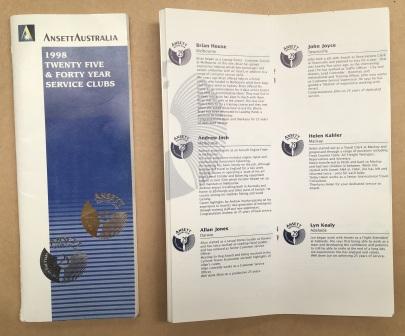 (image for) BOOKLET: "1998 Twenty Five & Forty Year Service Clubs"