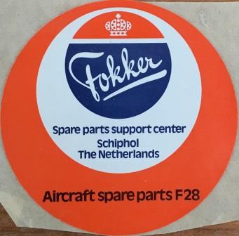 FOKKER: "F28 Aircraft spare parts Sticker"