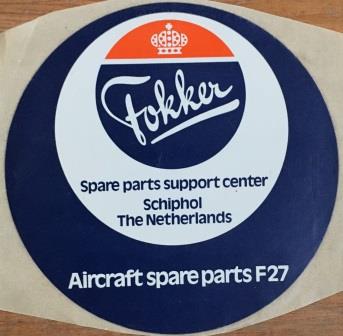 FOKKER: "F27 Aircraft spare parts Sticker"