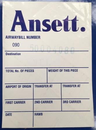 ANSETT INTERNATIONAL AIR FREIGHT: "Consignment Sticker" (image for) ANSETT INTERNATIONAL AIR FREIGHT: "Consignment Sticker"