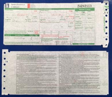 ANSETT AUSTRALIA CARGO: "Used Sub-Load Consignment Note" (image for) ANSETT AUSTRALIA CARGO: "Used Sub-Load Consignment Note"