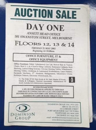 BOOKLET: "Auction Sale Day One - 21 May 2002"
