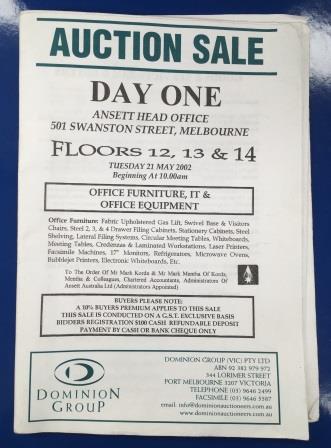 BOOKLET: "Auction Sale Day One - 21 May 2002" (image for) BOOKLET: "Auction Sale Day One - 21 May 2002"