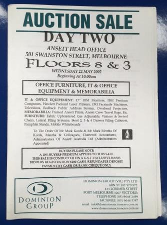 BOOKLET: "Auction Sale Day Two - 22 May 2002"