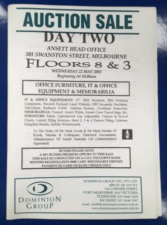 BOOKLET: "Auction Sale Day Two - 22 May 2002" (image for) BOOKLET: "Auction Sale Day Two - 22 May 2002"