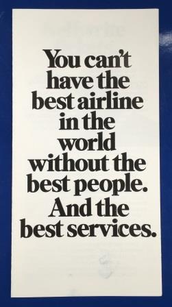 BROCHURE: "You can't have the best airline in the world ...."