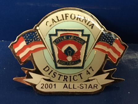 LAPEL BADGE: "California District 47 Little League Softball"