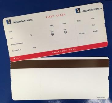 (image for) BOARDING PASS: "Ansett Australia First Class"