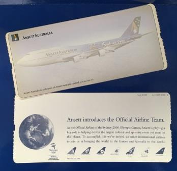 (image for) BOARDING PASS: "Ansett Australia / Olympic B747-300 Image - Click Image to Close