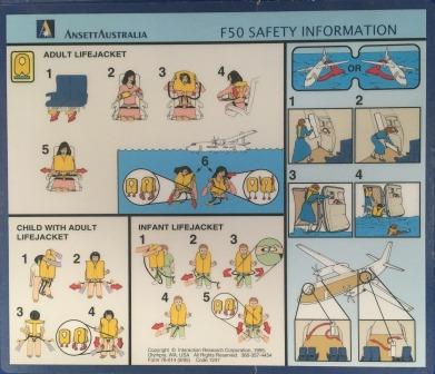 (image for) ANSETT AUSTRALIA SAFETY CARD: Fokker F50