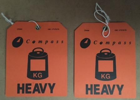 (image for) BAGGAGE TAG: "Heavy" - Click Image to Close